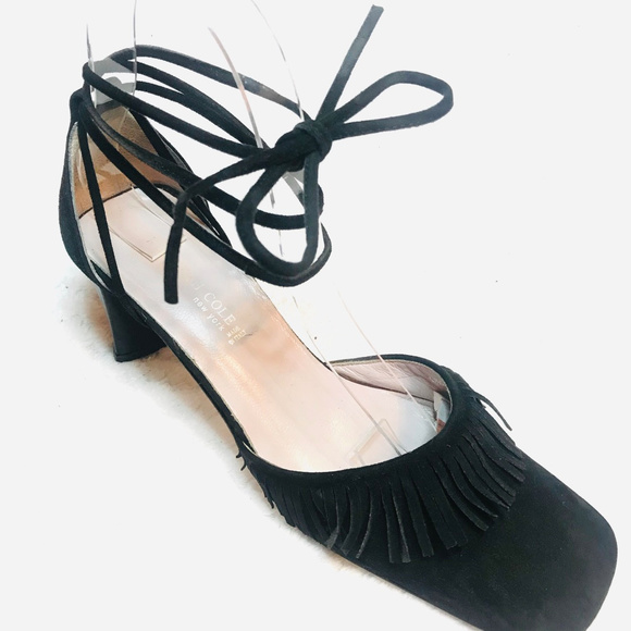 Kenneth Cole made in Italy suede fringe heel 6 - Picture 1 of 8